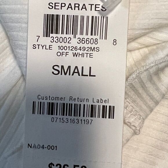 Jenni by Jennifer Moore White Ribbed Pajama Crop Top Shirt Small NWT - Picture 9 of 9